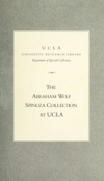 The Abraham Wolf Spinoza Collection at UCLA : a facsimile of the Menno Hertzberger Catalogue_cover