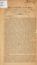 Speech of the Hon. Josiah Quincy, in the House of representatives of the United States, Jan. 25, 1812_cover