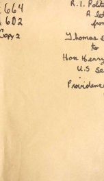 Rhode Island politics, and journalism : a letter from Thomas Davis, to Hon. Henry B. Anthony, U.S. Senator 2_cover