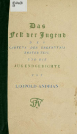 Das Fest der Jugend : des Gartens der Erkenntnis erster Teil, und die Jugendgedichte_cover