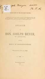 Annexation of the Hawaiian Islands ... Speech of Hon. Adolph Meyer, of Louisiana, in the House of representatives, Wednesday, June 15, 1898_cover