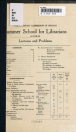 Summer school for librarians; outline of lectures and problems_cover