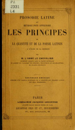 Prosodie latine; ou méthode pour apprendre les principes de la quantité et de la poésie latines à l'usage de la jeunesse_cover