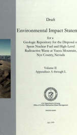 Final environmental impact statement for a geologic repository for the disposal of spent nuclear fuel and high-level radioactive waste at Yucca Mountain, Nye County, Nevada Vol II -Appendixes A-L_cover