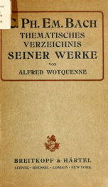 Thematisches Verzeichnis der Werke von Carl Philipp Emanuel Bach (1714-1788)_cover