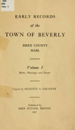 Early records of the town of Beverly, Essex County, Mass_cover