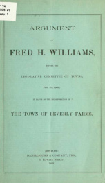 Argument of Fred H. Williams_cover