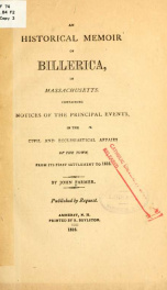 An historical memoir of Billerica, in Massachusetts_cover