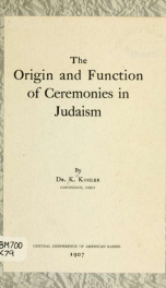 The origin and function of ceremonies in Judaism_cover