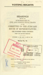 Voting rights : hearings before the Subcommittee on Civil and Constitutional Rights of the Committee on the Judiciary, House of Representatives, One Hundred Third Congress, first and second sessions, October 14, 1993, May 11, and 25, 1994_cover