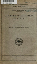 A survey of education in Hawaii, made under the direction of the Commissioner of Education_cover