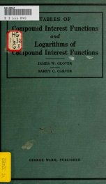 Tables of compound interest functions and logarithms of compound interest functions_cover