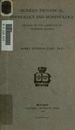 Modern Provençal phonology and morphology studied in the language of Frederic Mistral_cover