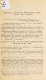 Memorial in conjuction with Perry's victory centennial and exposition. Committee on industrial arts and expositions, House of representatives .. 2_cover