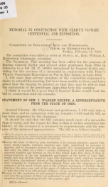 Memorial in conjuction with Perry's victory centennial and exposition. Committee on industrial arts and expositions, House of representatives .. 1_cover