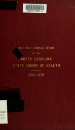 Biennial report of the North Carolina State Board of Health [serial] 18, 1919-1920_cover