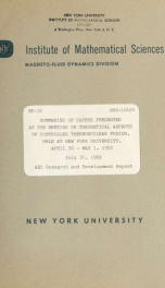 Summaries of papers presented at the meeting on theoretical aspects of controlled nuclear fusion. New York University 1962_cover