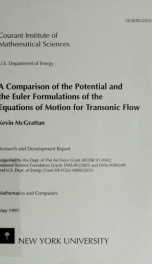 A comparison of the potential and the Euler formulations of the equations of motion for transonic flow_cover