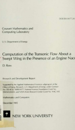 Computation of the transonic flow about a swept wing in the presence of an engine nacelle_cover