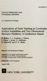 Applications of front tracking to combustion, surface instabilities and two dimensional Riemann problems: a conference report_cover