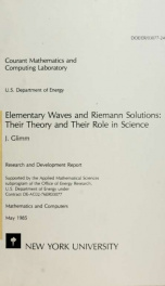 Elementary waves and Riemann solutions: their theory and their role in science_cover
