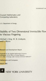 Stability of two dimensional immiscible flow to viscous fingering_cover