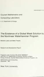 The existence of global weak solution to the nonlinear waterhammer program_cover