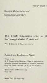 The small dispersion limit of the Korteweg-deVries equations_cover