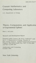 Theory, computation, and application of exponential splines_cover