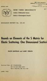 Bounds on elements of the S matrix for elastic scattering: one dimensional scattering_cover