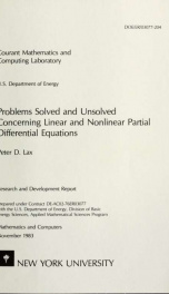 Problems solved and unsolved concerning linear and nonlinear partial differential equations_cover