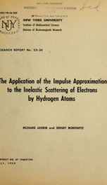 The application of the impulse approximation to the inelastic scattering of electrons by hydrogen atoms_cover