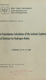 A perturbation calculation of the elastic scattering of electrons by hydrogen atoms_cover