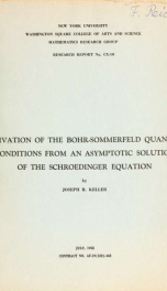 Derivation of the Bohr-Sommerfeld quantum conditions from an asymptotic solution of the Schroedinger equation_cover