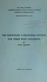 The Schwinger variational method for three body collisions_cover