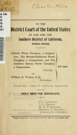 Hillside Water Company, a corporation, The Nevada-California Power Company, a corporation, and the Southern Sierras Power Company, a corporation, plaintiffs, vs. William A. Trickey et al., defendants, before Hon. Albert E. Chandler, arbitrator : reply bri_cover