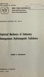 Statistical mechanics of stationary homogeneous hydromagnetic turbulence_cover