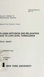 Plasma diffusion and relaxation due to low-level turbulence_cover