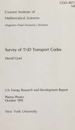 Survey of 1 1/2 D transport codes_cover