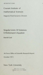 Singular limits of solutions of Boltzmann's equations_cover