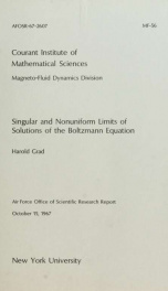Singular and nonuniform limits of solutions of the Boltzmann equation_cover