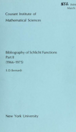 Bibliography of Schlicht functions, Part II (1966-1975)_cover