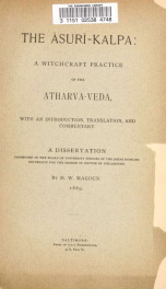 The Asuri-Kalpa: a witchcraft practice of the Atharva-Veda_cover