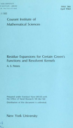 Residue expansions for certain Green's functions and resolvent kernels_cover