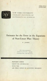 Estimates for the error in the equations of non-linear plate theory_cover