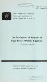 On the growth of solutions of quasi-liner parabolic equations_cover