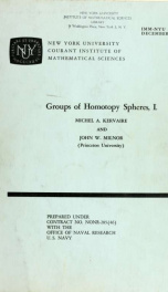 Groups of homotopy spheres, I_cover