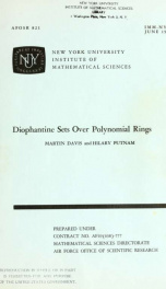 Diophantine sets over polynomial rings_cover