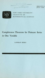 Completeness theorems for Poincare series in one variable_cover