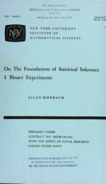 On the foundations of statistical inference. I: Binary experiments_cover
